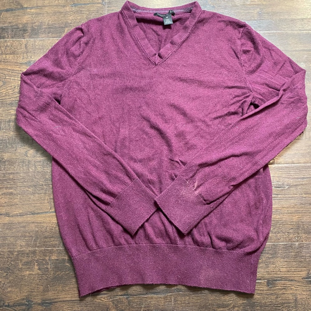 Banana Republic Luxury Blend Silk Cashmere Men's V-Neck Purple